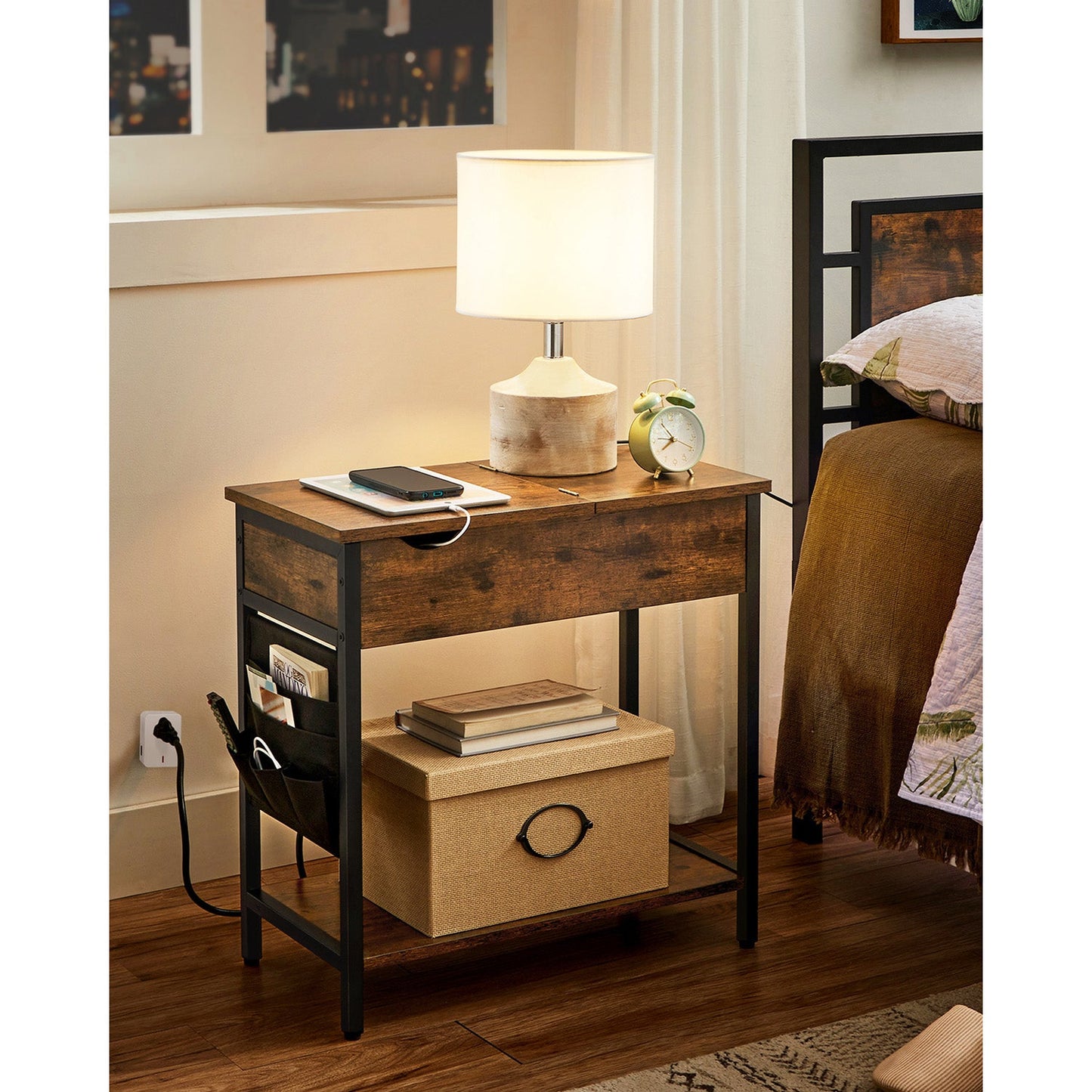 End Tables Set with USB Ports and Outlets