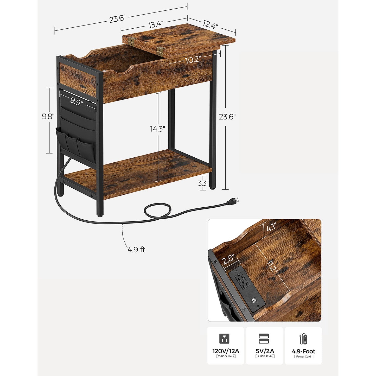 End Tables Set with USB Ports and Outlets