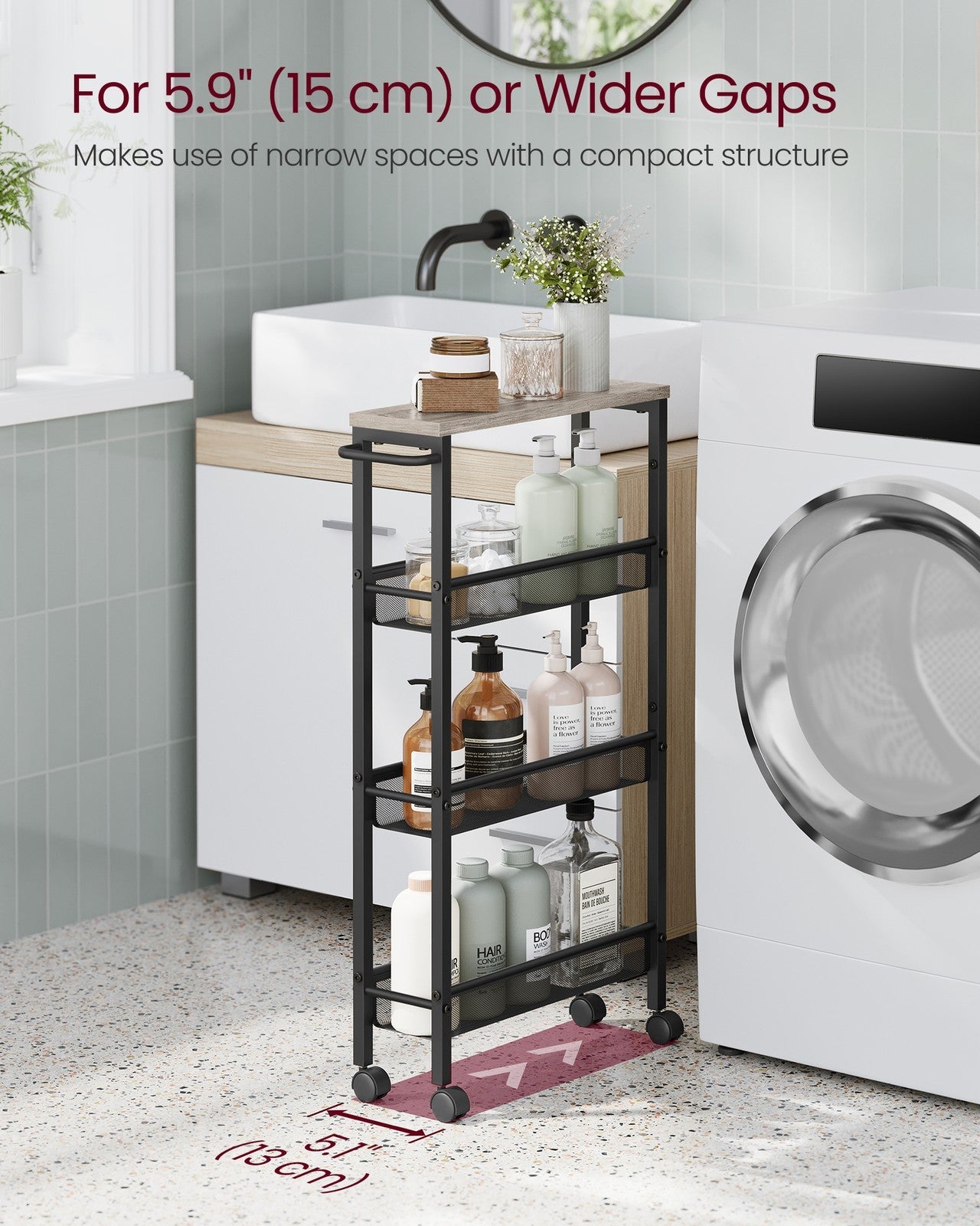 4-Tier Slim Rolling Storage Cart