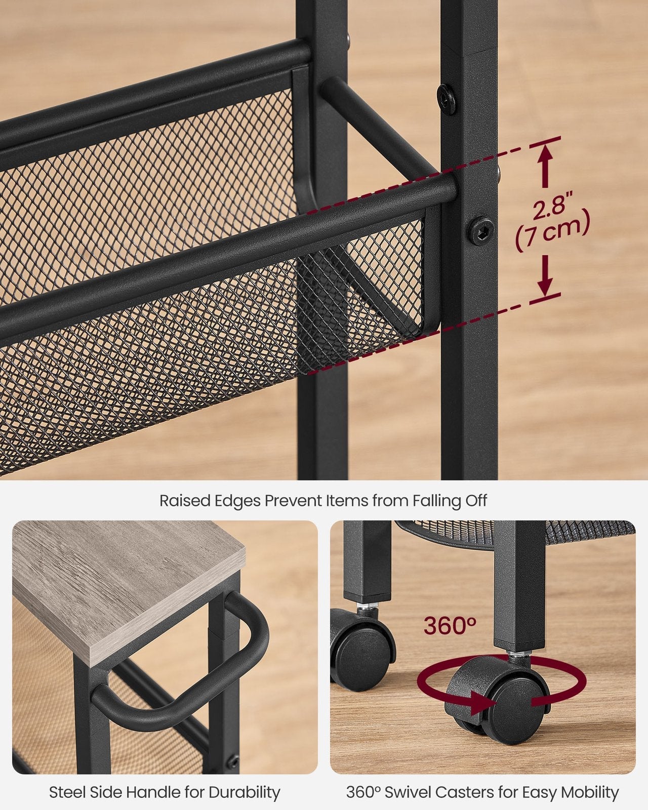 4-Tier Slim Rolling Storage Cart