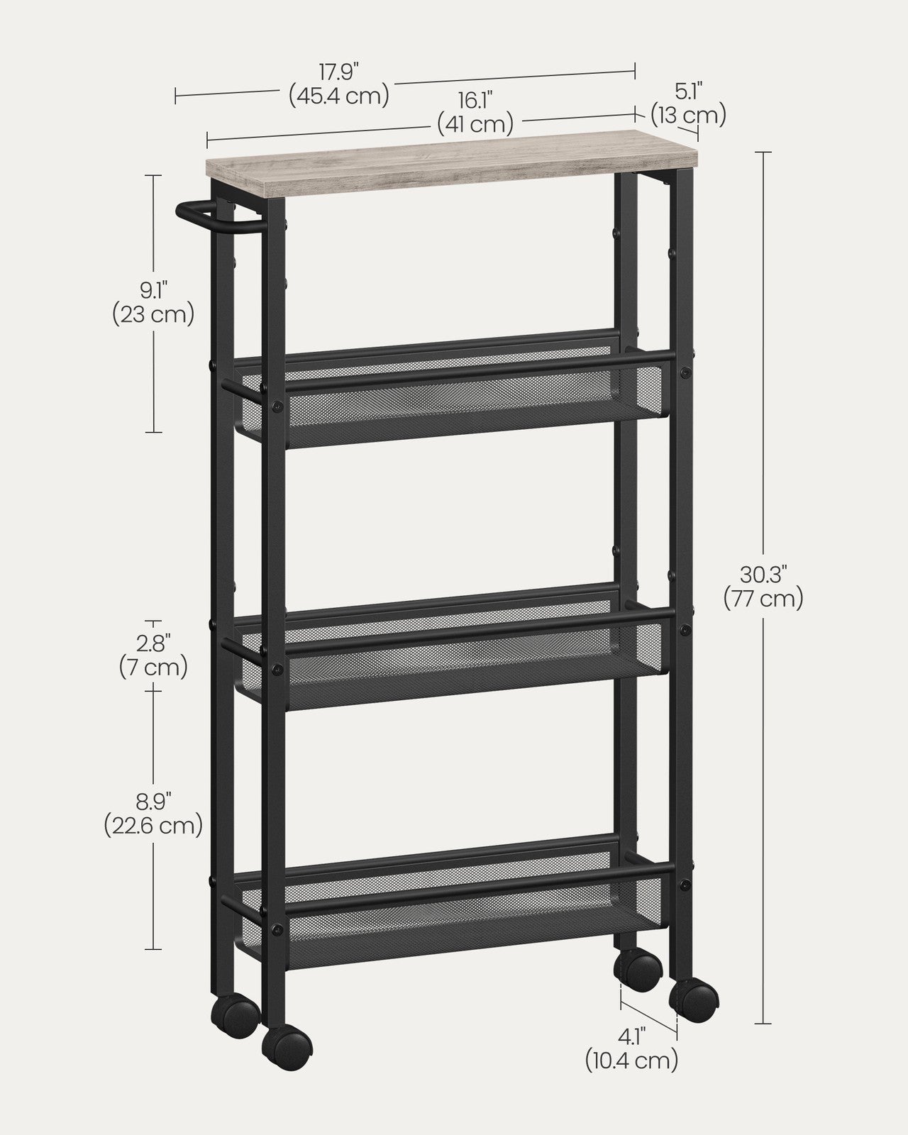 4-Tier Slim Rolling Storage Cart