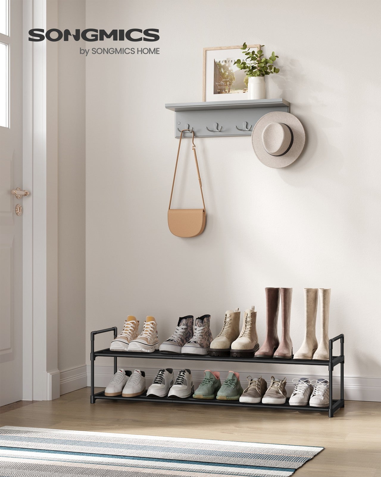 2 Tier Metal Shoe Rack for 12 Pairs of Shoes