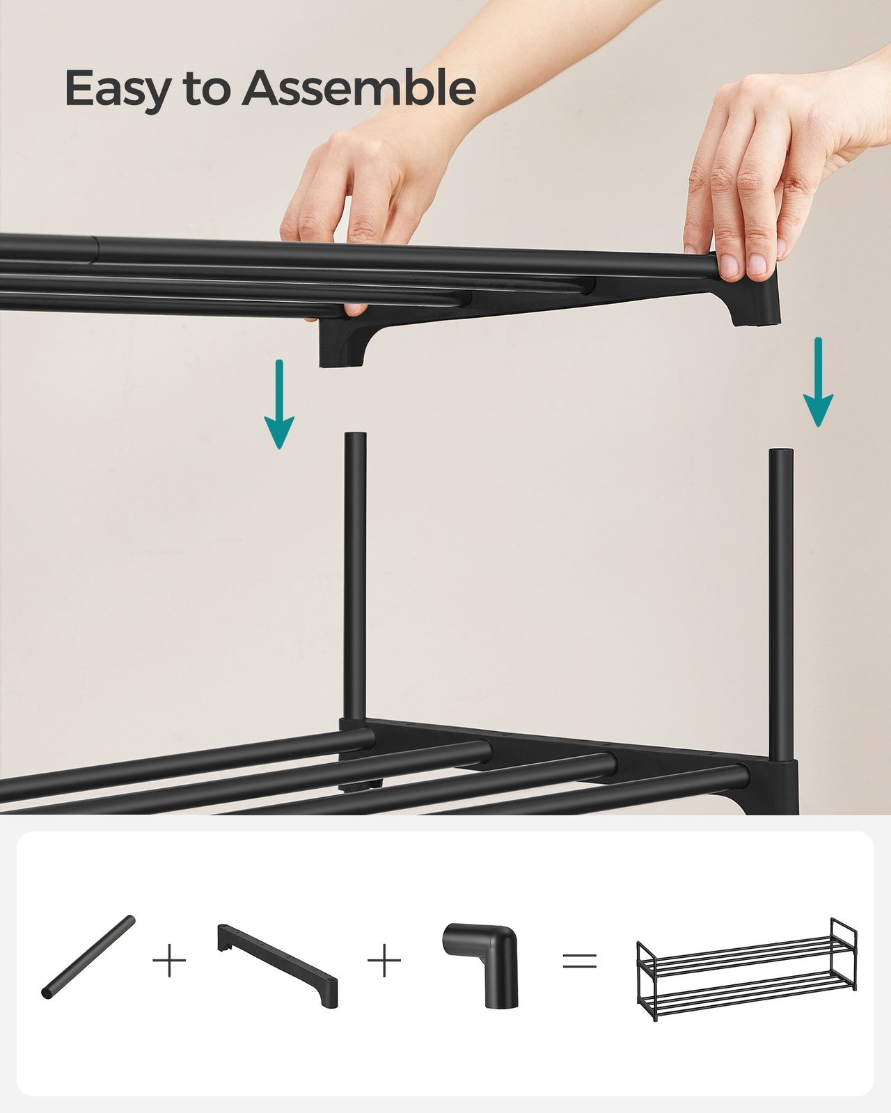 2 Tier Metal Shoe Rack for 12 Pairs of Shoes