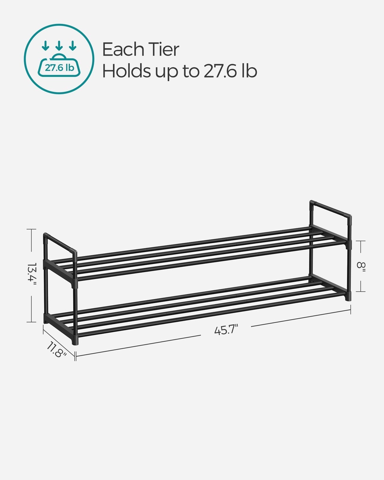 2 Tier Metal Shoe Rack for 12 Pairs of Shoes