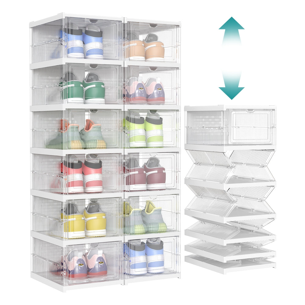 Pack of 18 Foldable Shoe Boxes, Fit up to US Size 13