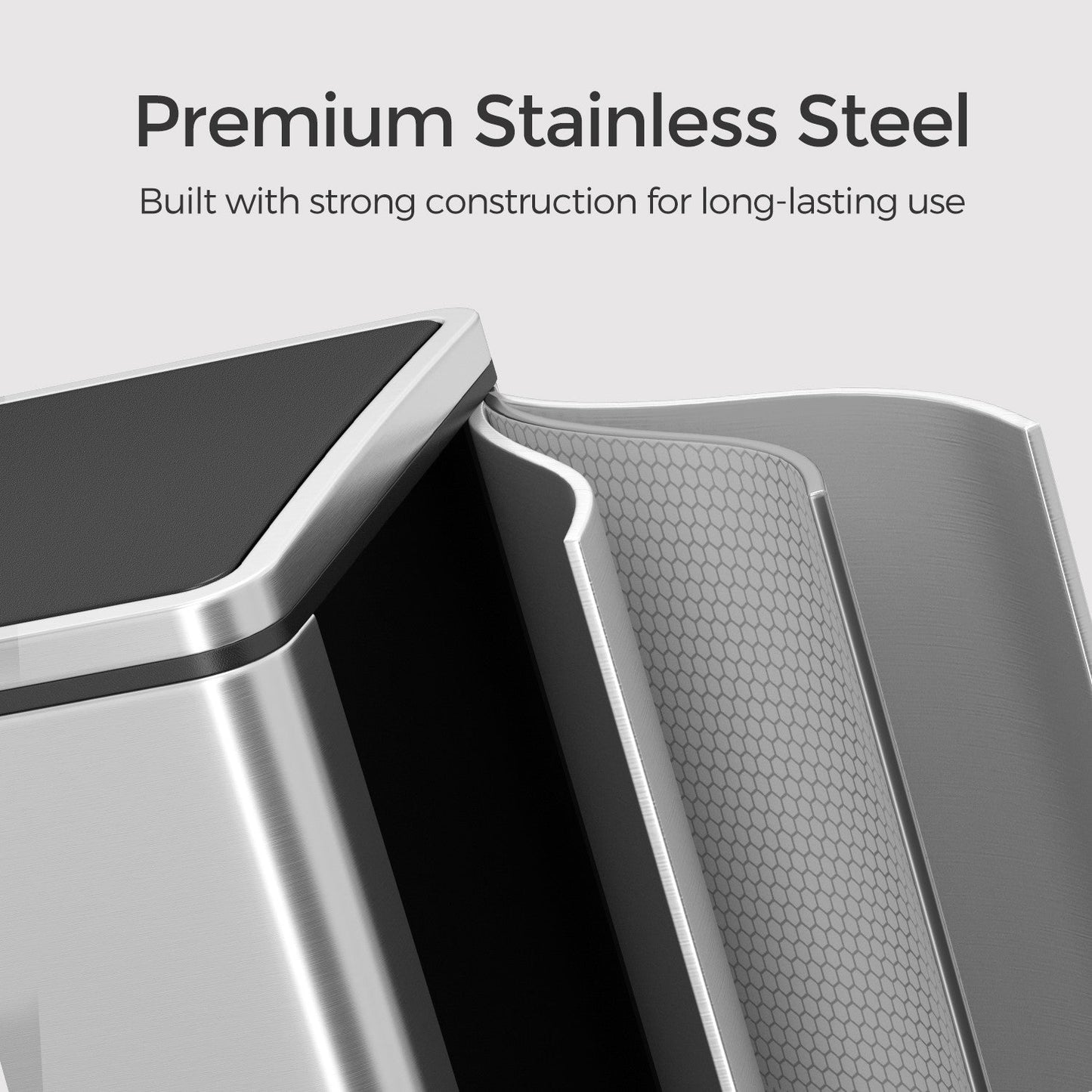 Trash Can with 2 Compartments, 2 x 8-Gallon Double Garbage Can, TrashBin with Lids