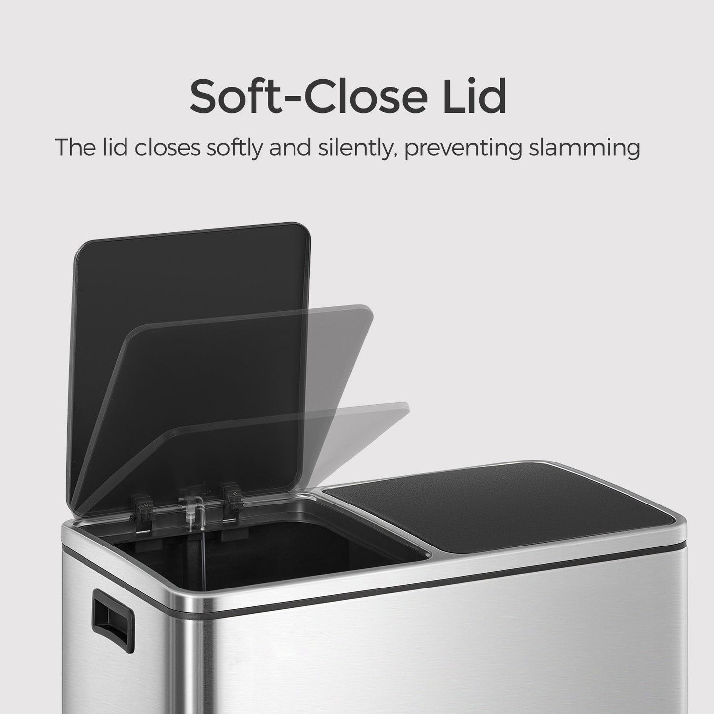 Trash Can with 2 Compartments, 2 x 8-Gallon Double Garbage Can, TrashBin with Lids
