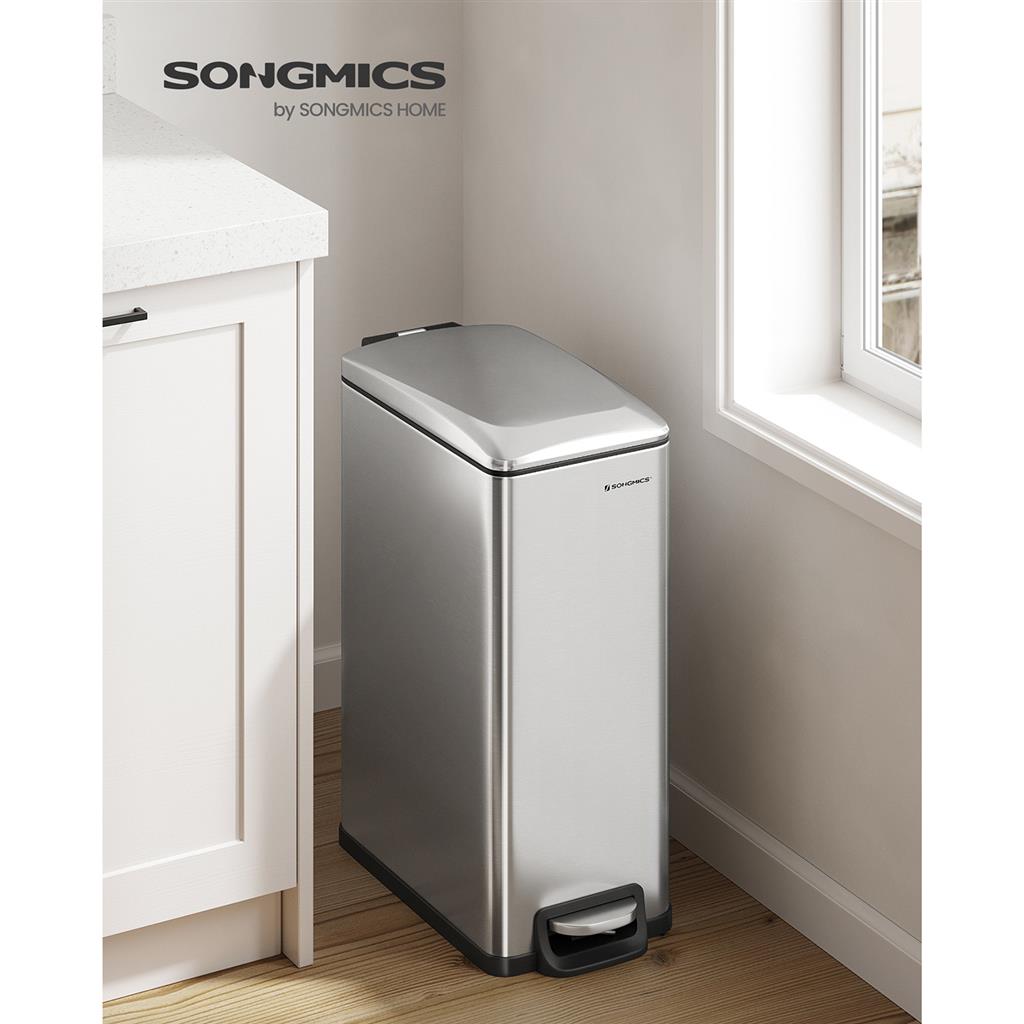 13 Gallon Garbage Can for Narrow Spaces with Soft-Close Lid