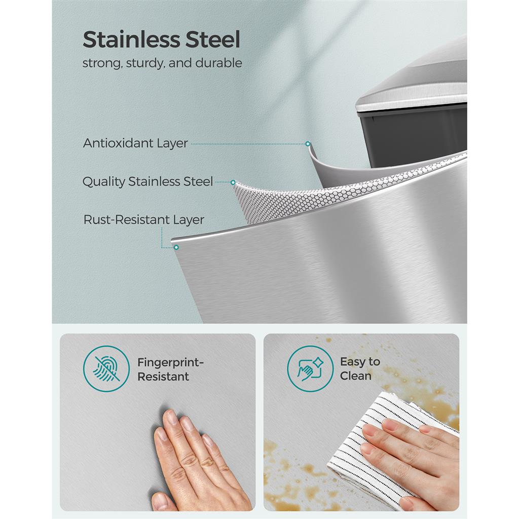 13 Gallon Garbage Can for Narrow Spaces with Soft-Close Lid