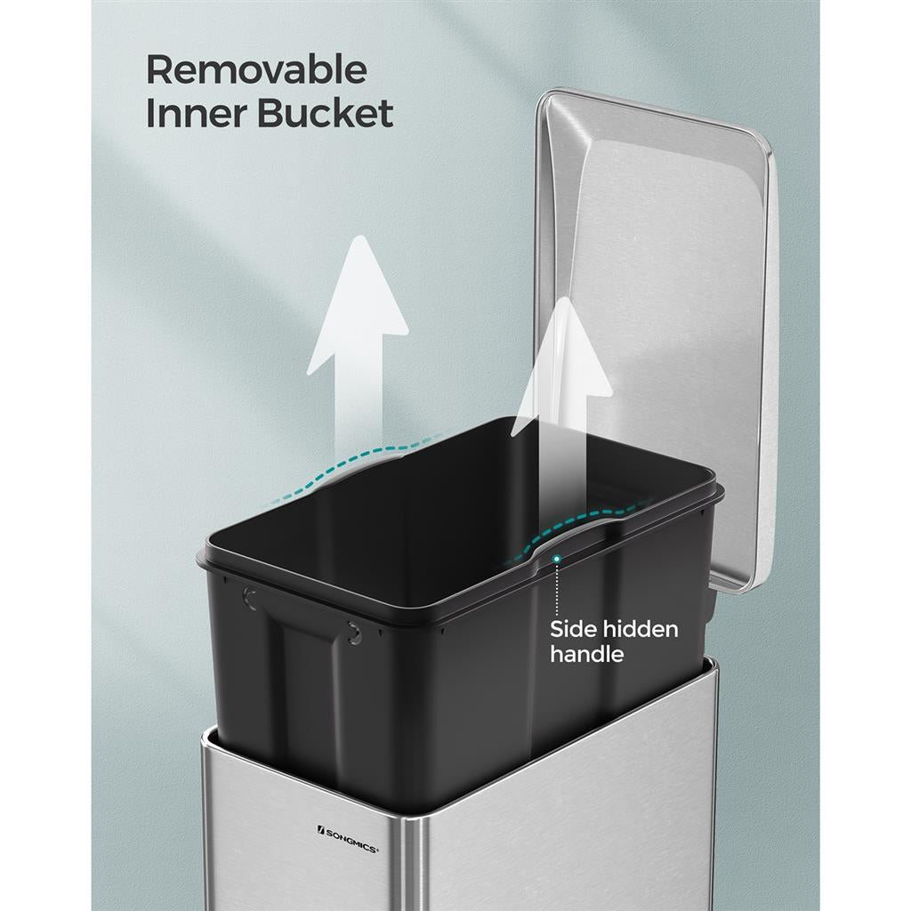 13 Gallon Garbage Can for Narrow Spaces with Soft-Close Lid