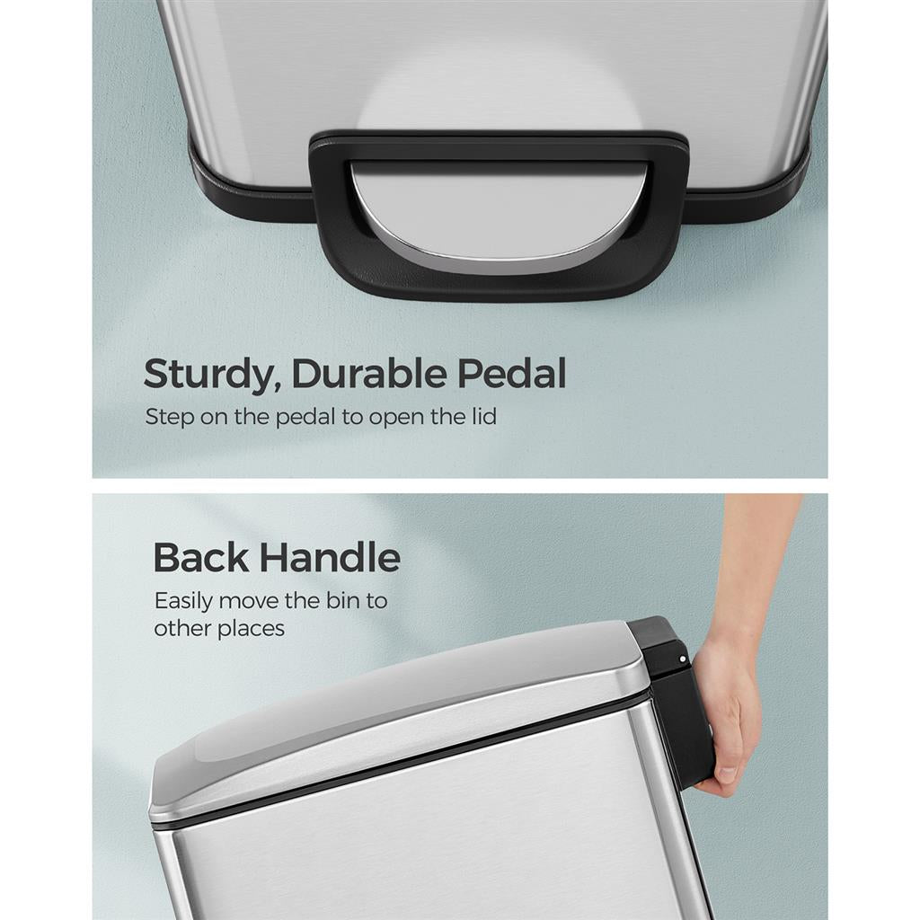 13 Gallon Garbage Can for Narrow Spaces with Soft-Close Lid