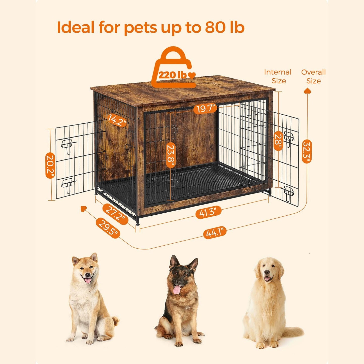 Modern Kennel for Dogs Indoor up to 80 lb