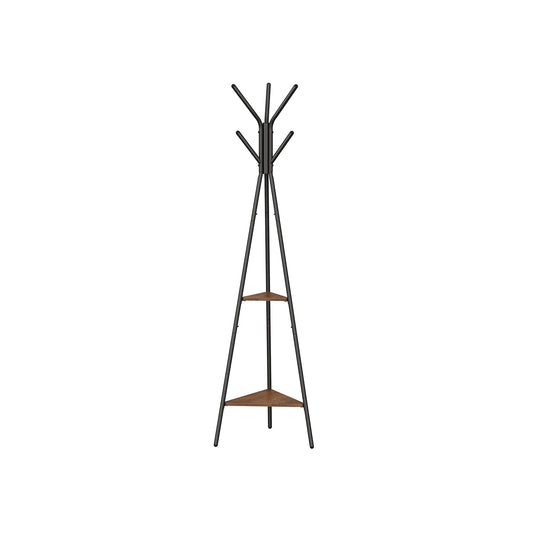Coat Hanger Stand, Hall Tree with 2 Shelves