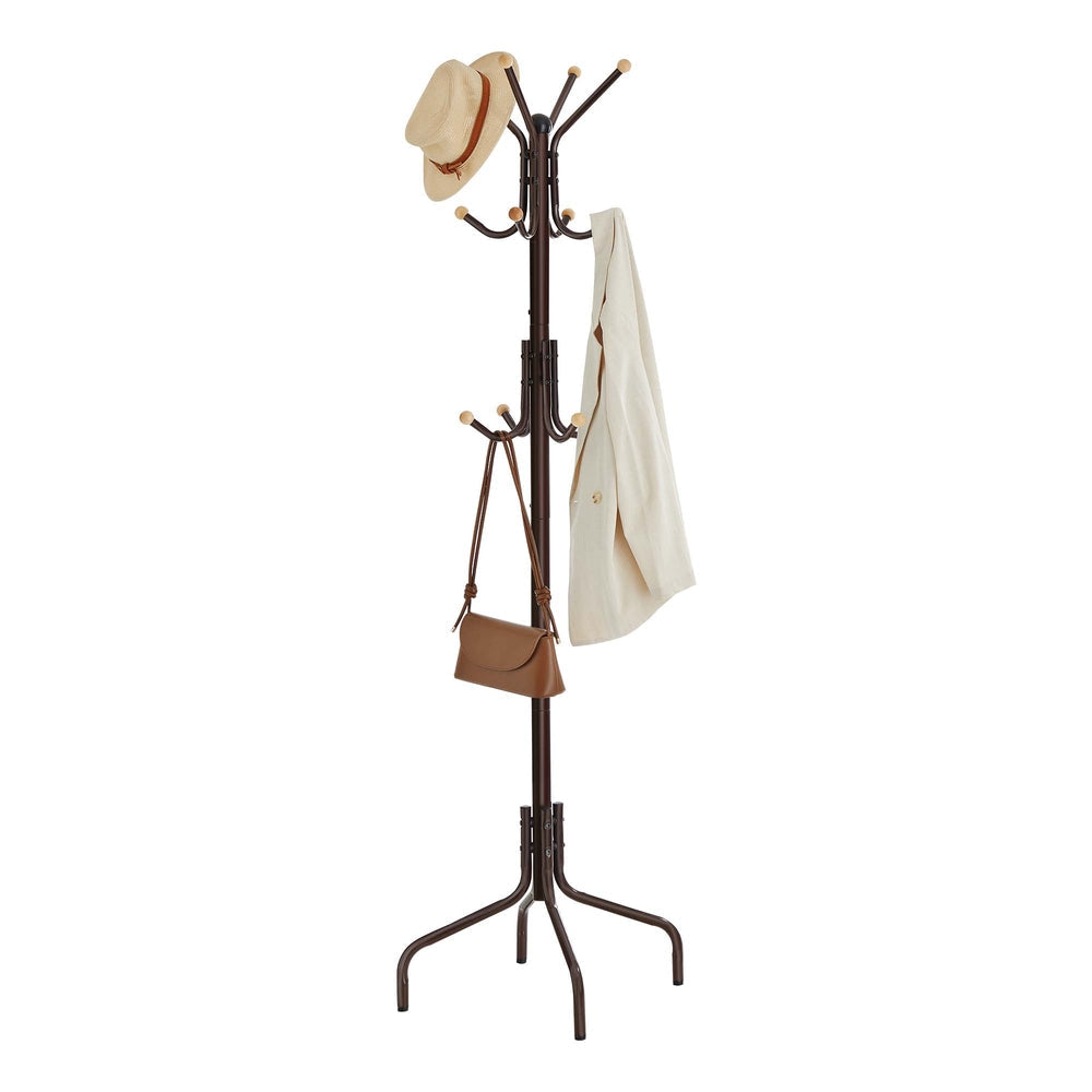 Coat Rack Freestanding with 12 Hooks and 4 Legs