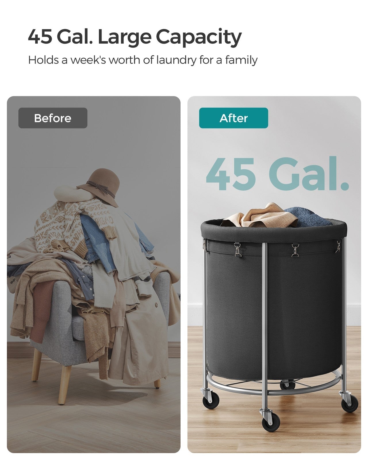 45 Gal. Laundry Basket with Wheels