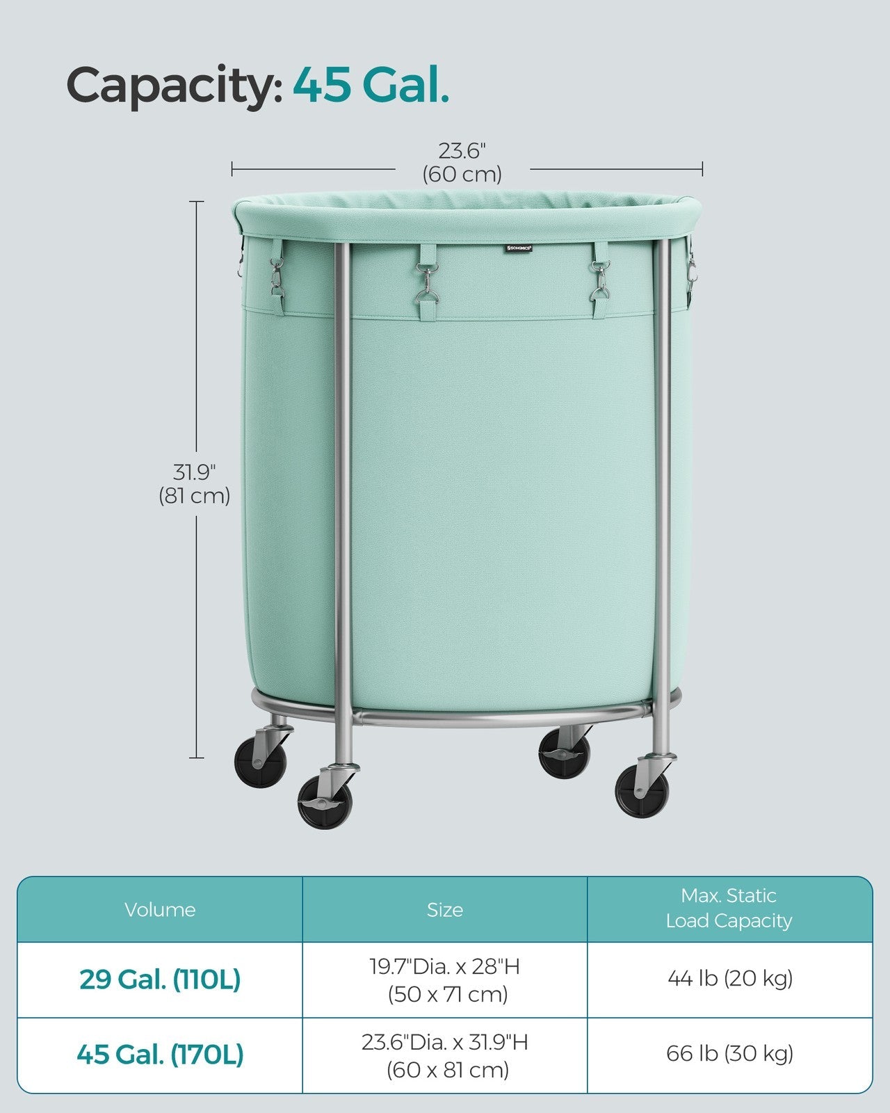 45 Gal. Laundry Basket with Wheels