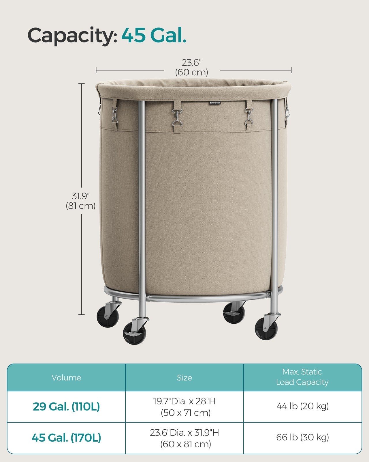 45 Gal. Laundry Basket with Wheels