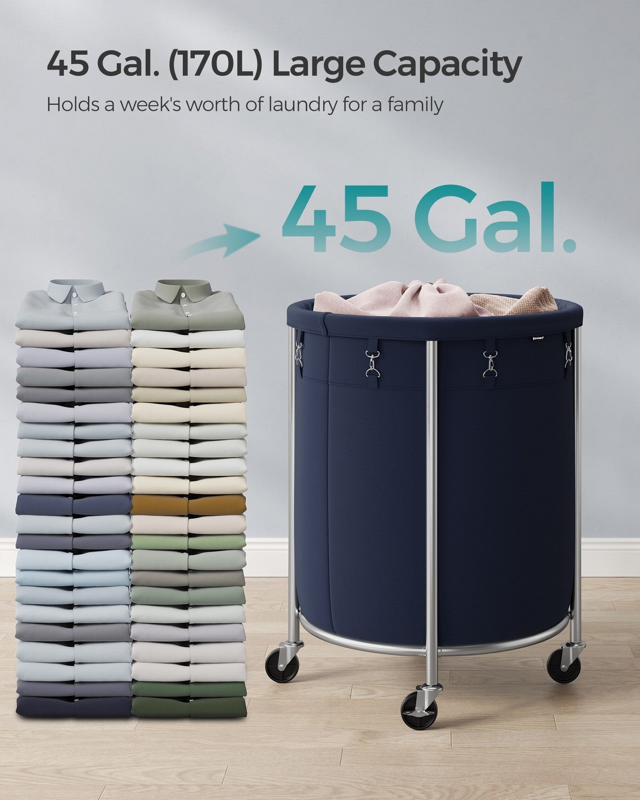45 Gal. Laundry Basket with Wheels