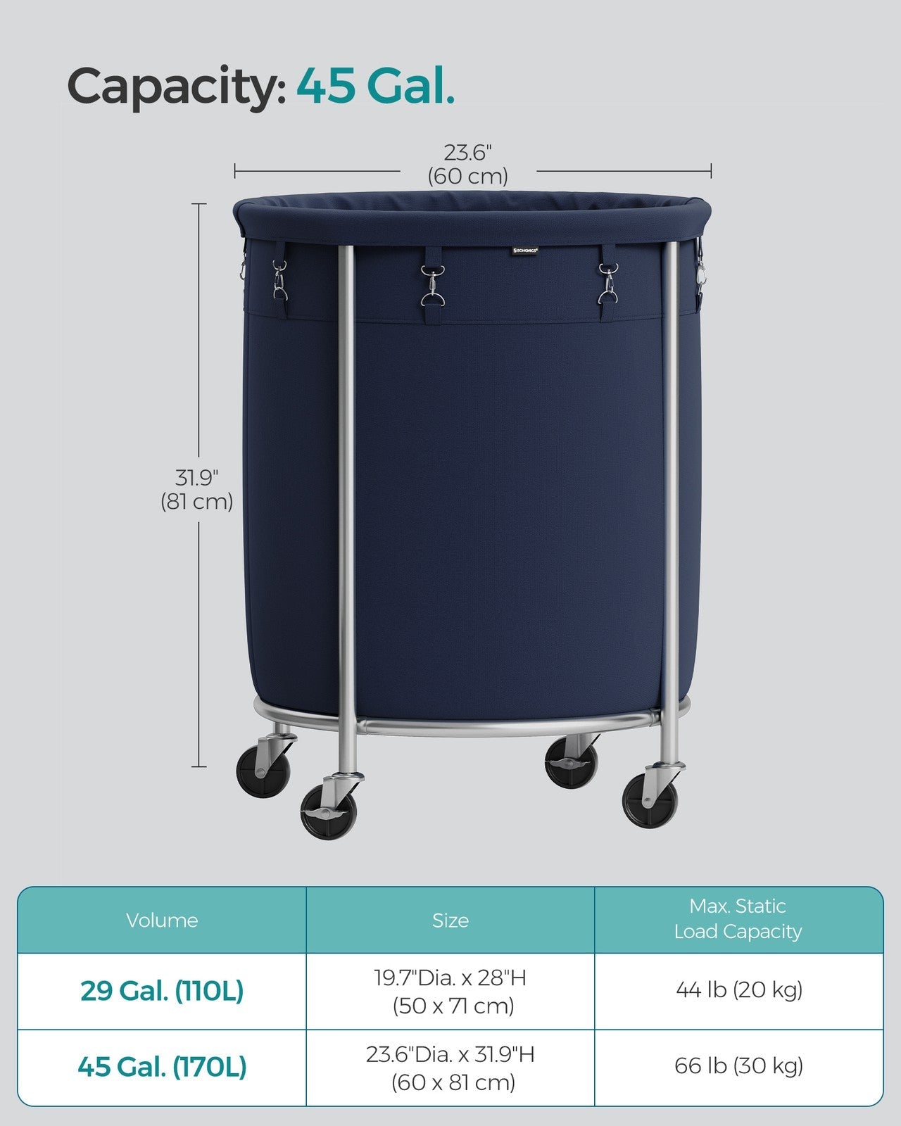 45 Gal. Laundry Basket with Wheels