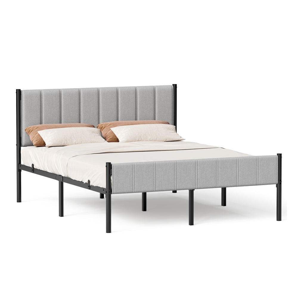 Twin Bed Frame with Upholstered Headboard