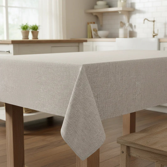 Laura Ashley Harper Luxuriously Smooth Fabric Tablecloth 60" x 84" Taupe