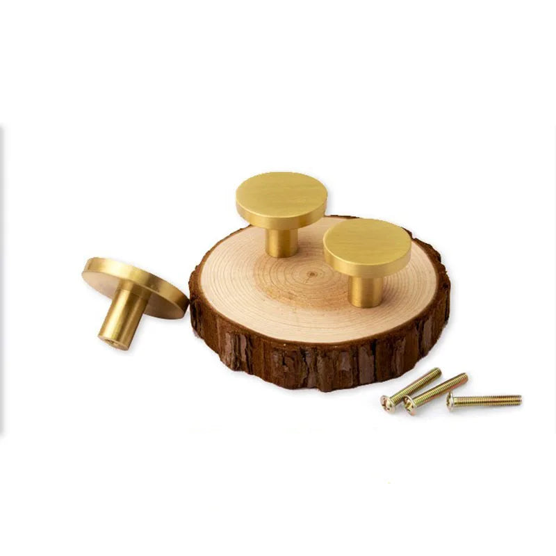 6pcs Solid Brass Cabinet Knobs – European Round Handles for Drawers, Cupboards, and Wardrobes