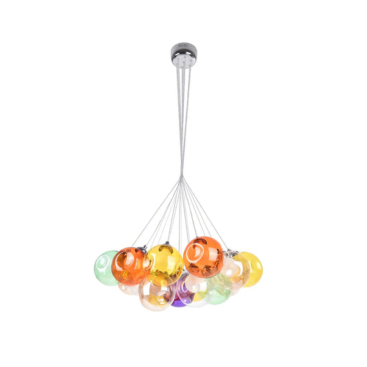 Unique Multi-Color Globe Cluster Chandelier