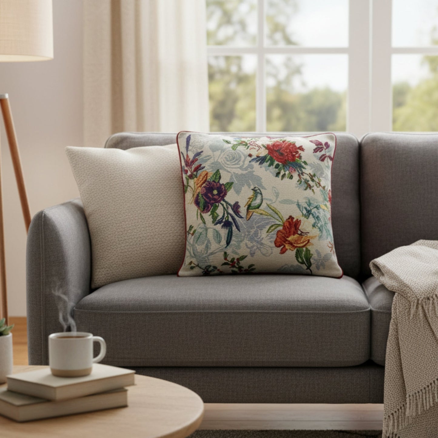 DaDa Bedding Elegant Tropical Paradise Birds Floral Tapestry Throw Pillow Covers 16" (18116)