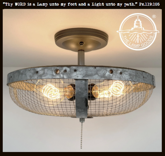 Industrial Farmhouse Screen Flush Mount Ceiling Light