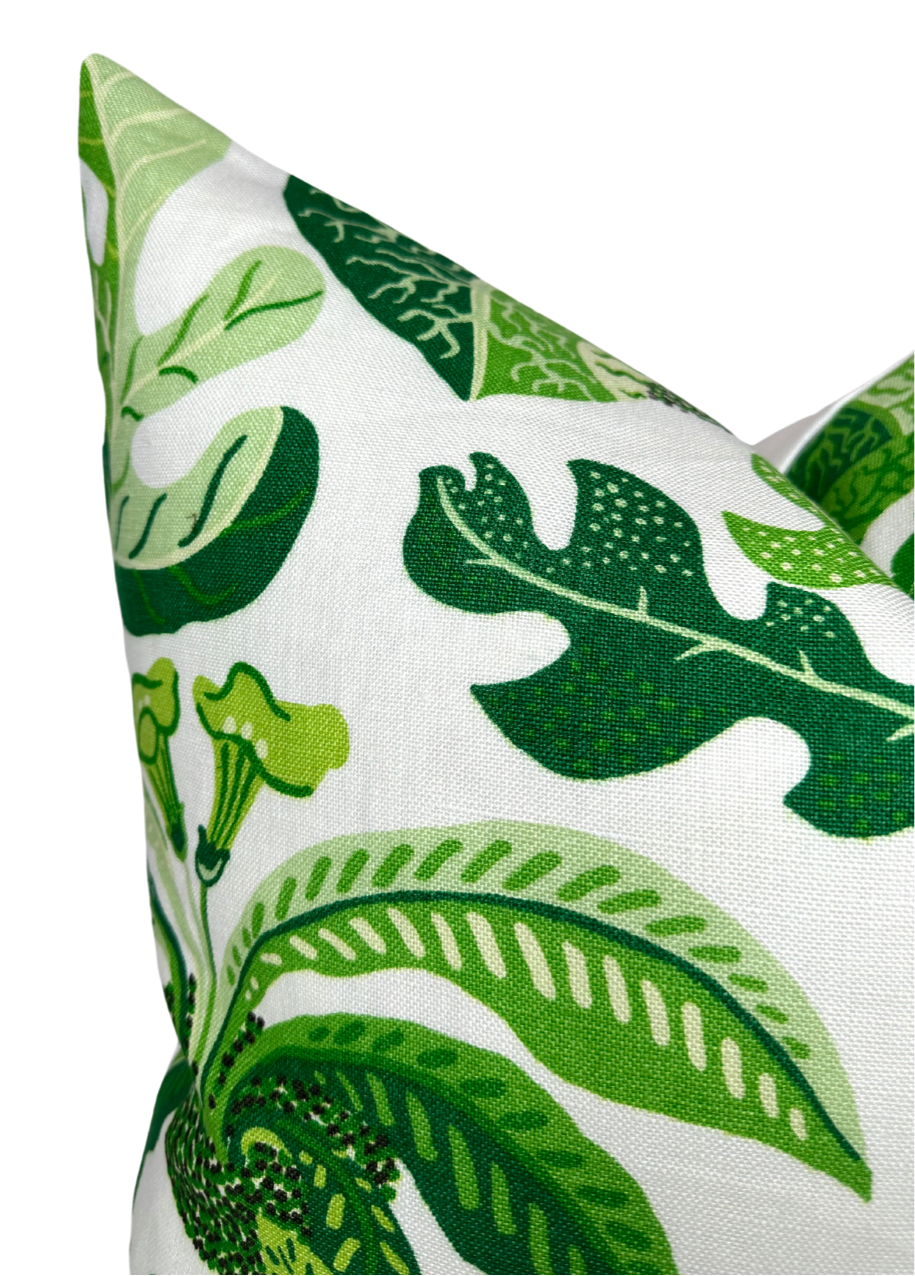 Exotic Butterfly Pillow Cover in Leaf Green, Schumacher Textiles
