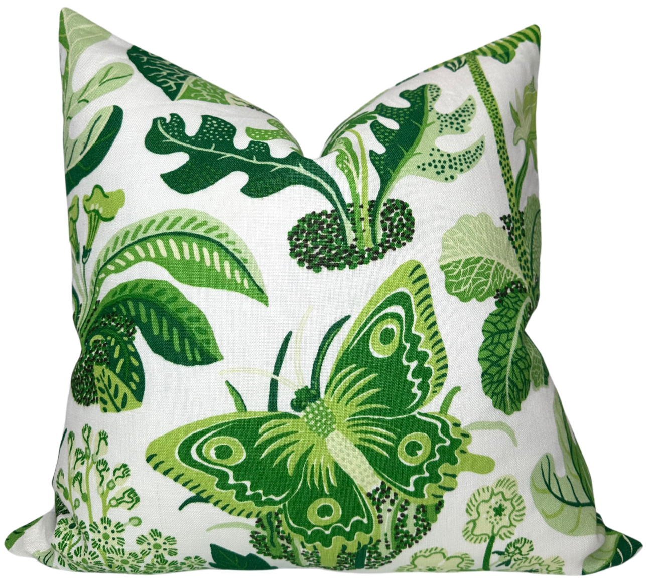 Exotic Butterfly Pillow Cover in Leaf Green, Schumacher Textiles