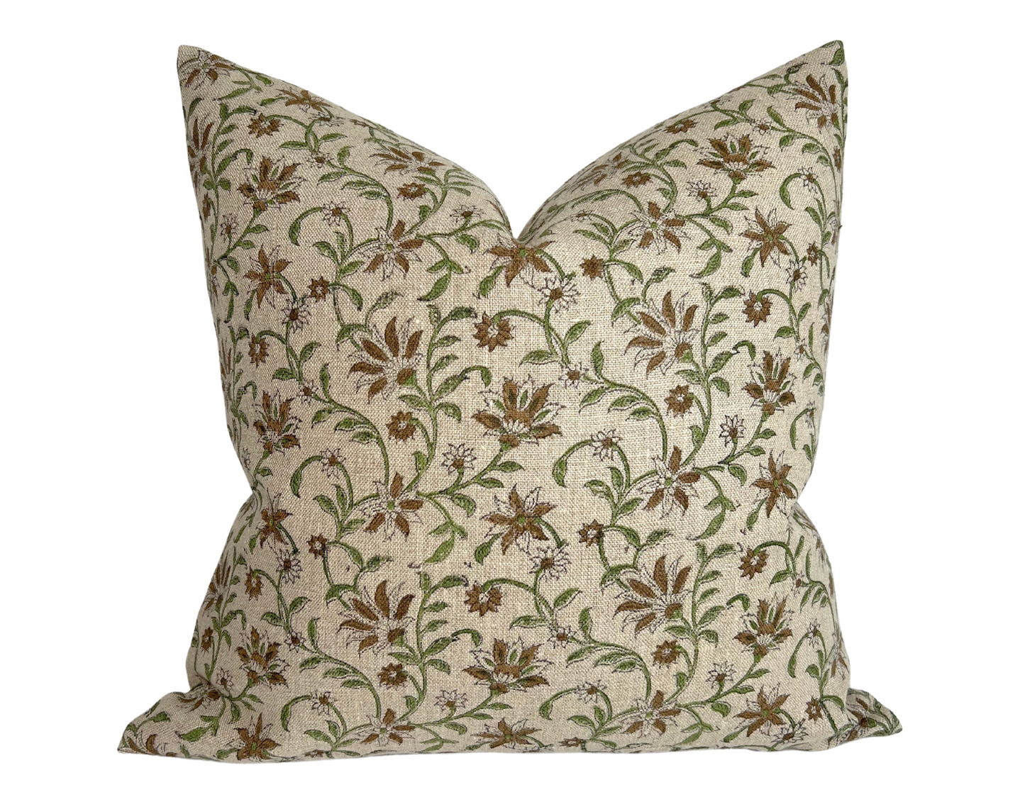 Vine Print Pillow Cover in Green