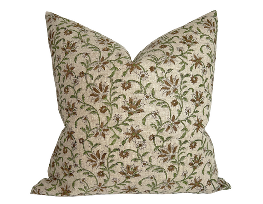 Vine Print Pillow Cover in Green