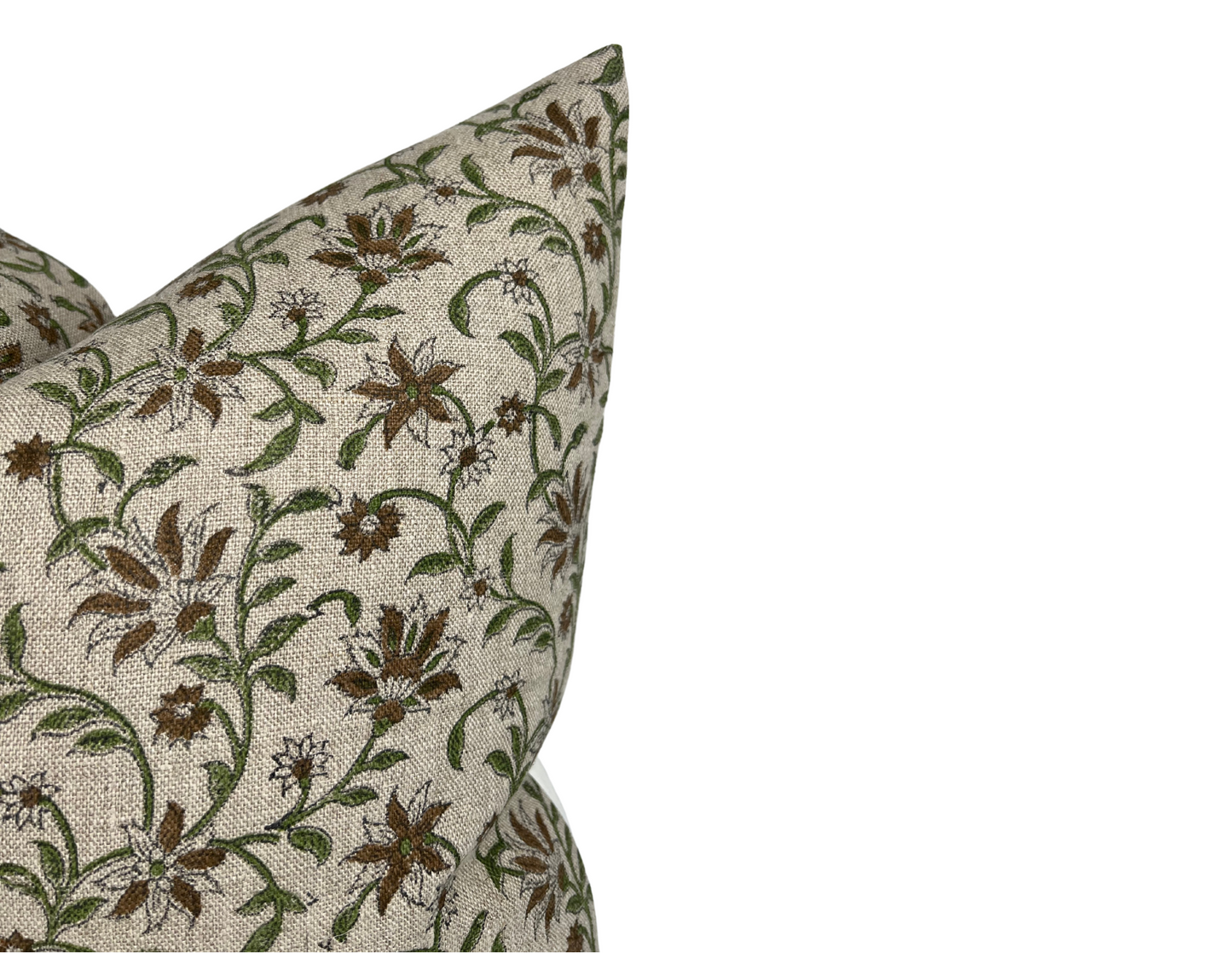 Vine Print Pillow Cover in Green