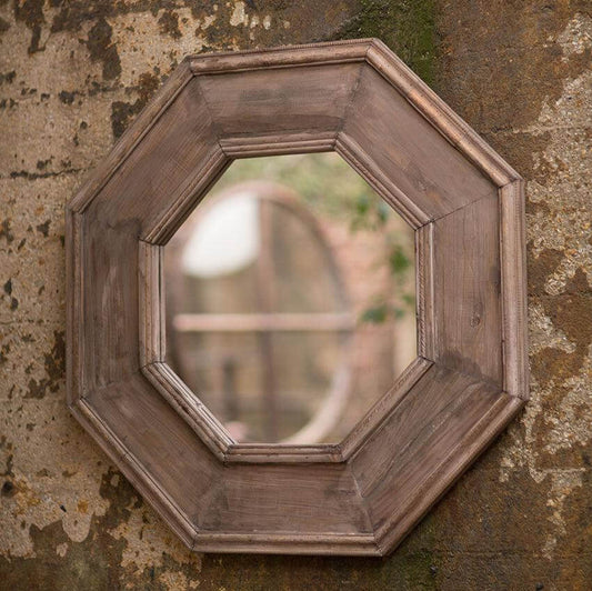 Rustic Octagonal Wood Vintage Wall Mirror