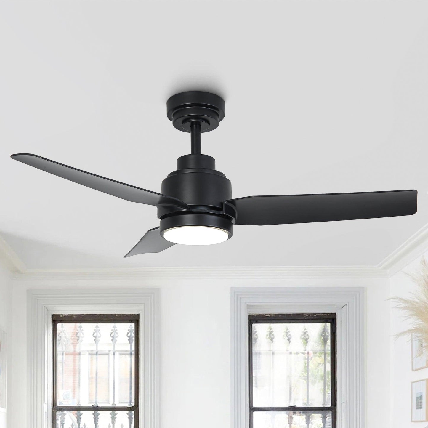 Vaczon 42 Inch DC Motor Modern Downrod Ceiling Fan with LED Light and Remote Control