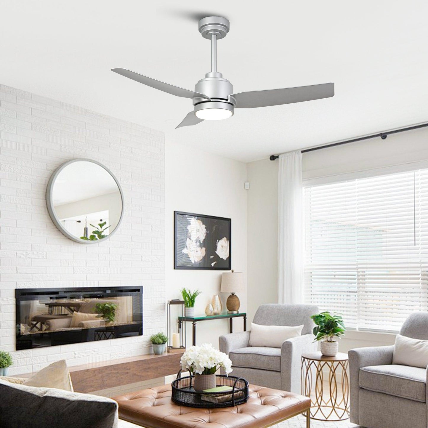 Vaczon 42 Inch 3-Blades Modern Ceiling Fan with Remote Control and LED Light