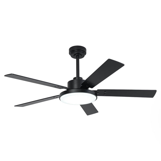 Vaczon 52 Inch 5 Blades DC Motor Modern Downrod Ceiling Fan with LED Light and Remote Control