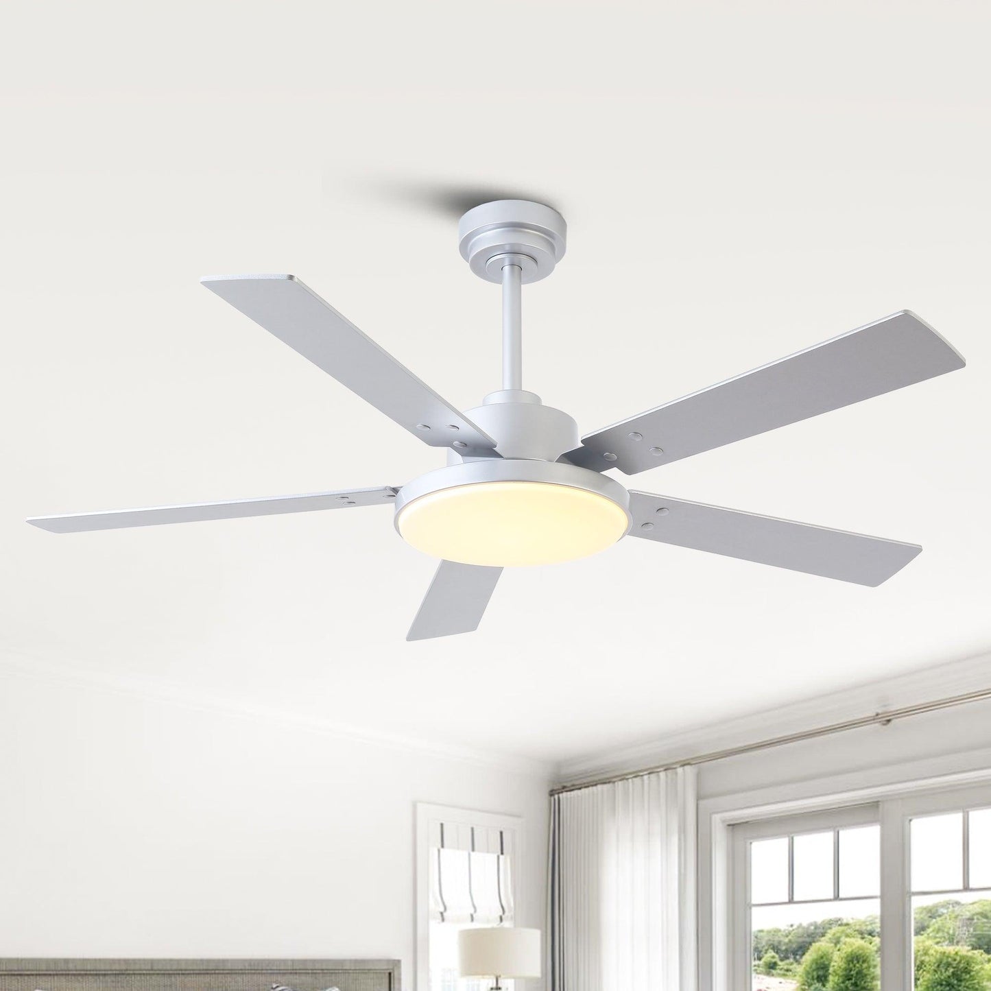 Vaczon 52 Inch Double-sided Blades Modern Ceiling Fan with Remote Control and LED Light