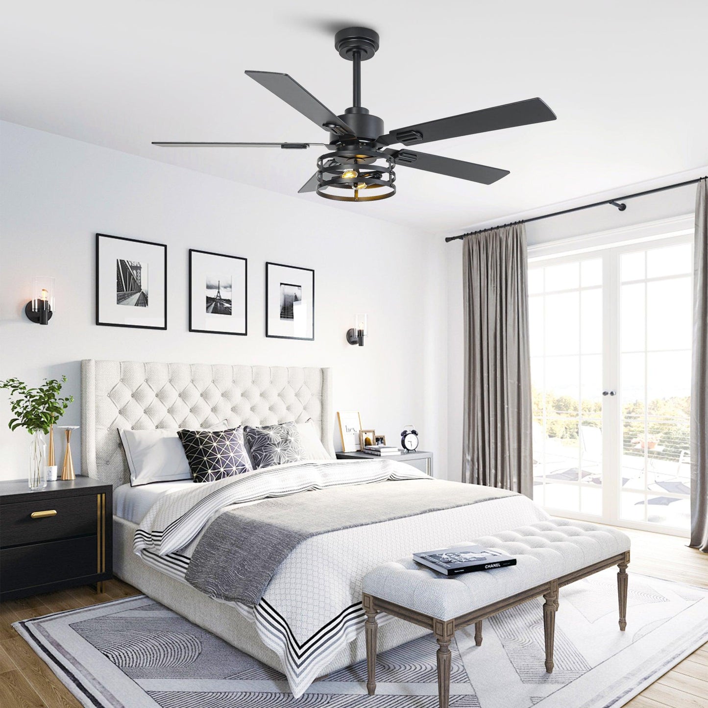 Vaczon 52 Inch 60 Inch Industrial Downrod Ceiling Fan with Light and APP & Remote Control