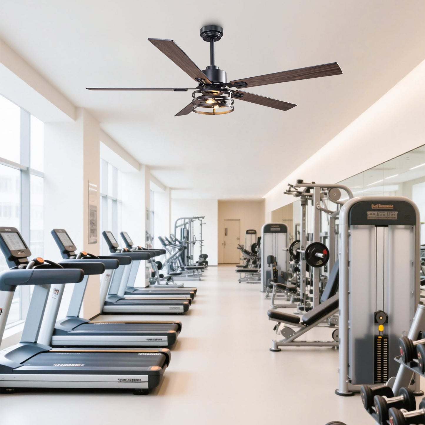 Vaczon 52 Inch 60 Inch Industrial Downrod Ceiling Fan with Light and APP & Remote Control