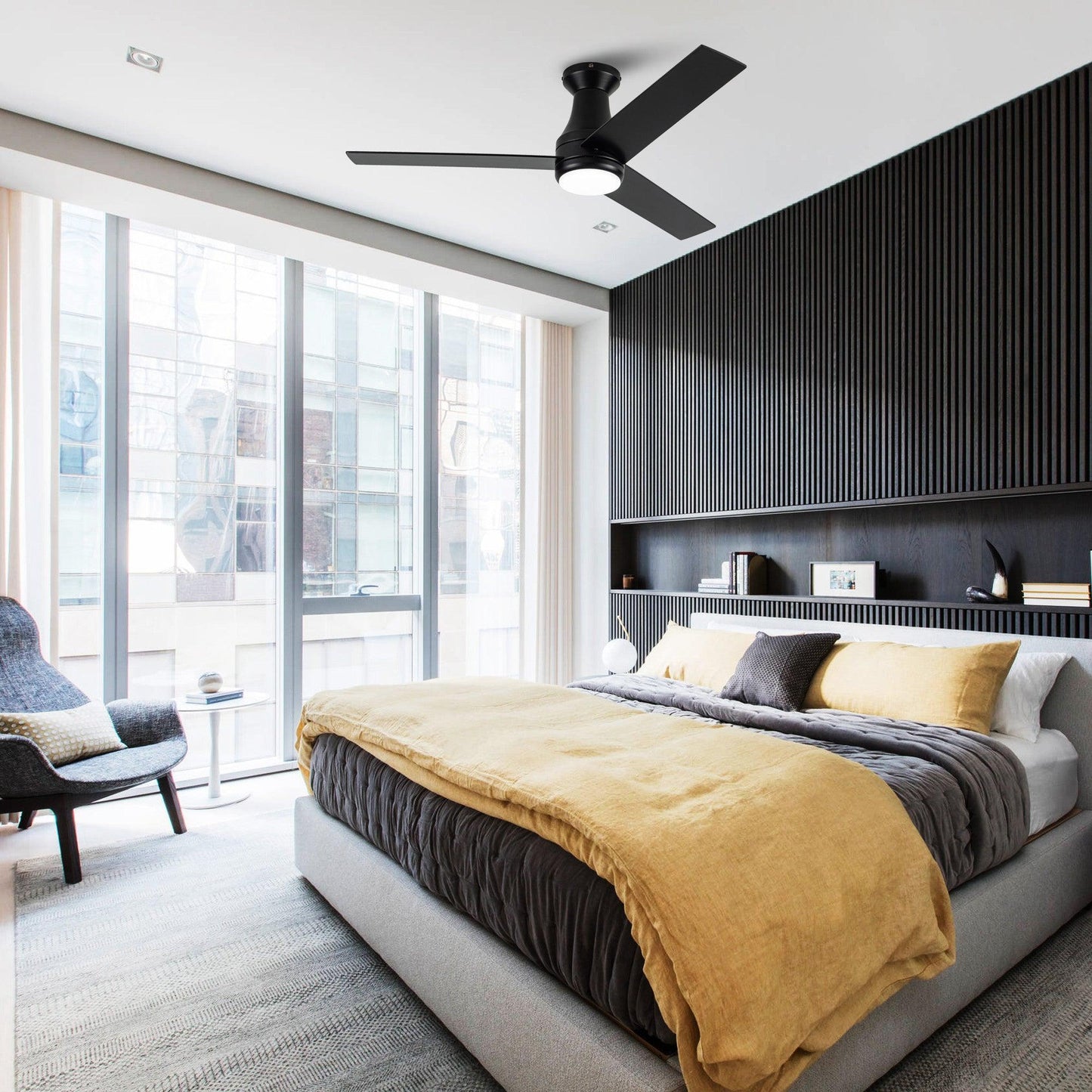 Vaczon 48" 3 Blades Flush Mount Ceiling Fan with Lighting and Remote Control