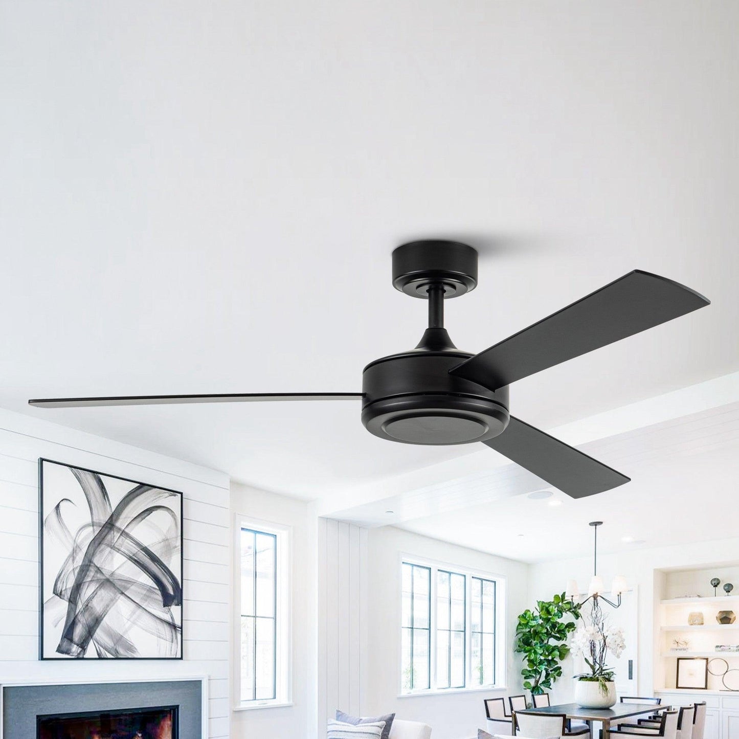 52" Midtown Industrial DC Motor Downrod Mount Reversible Ceiling Fan With Remote Control