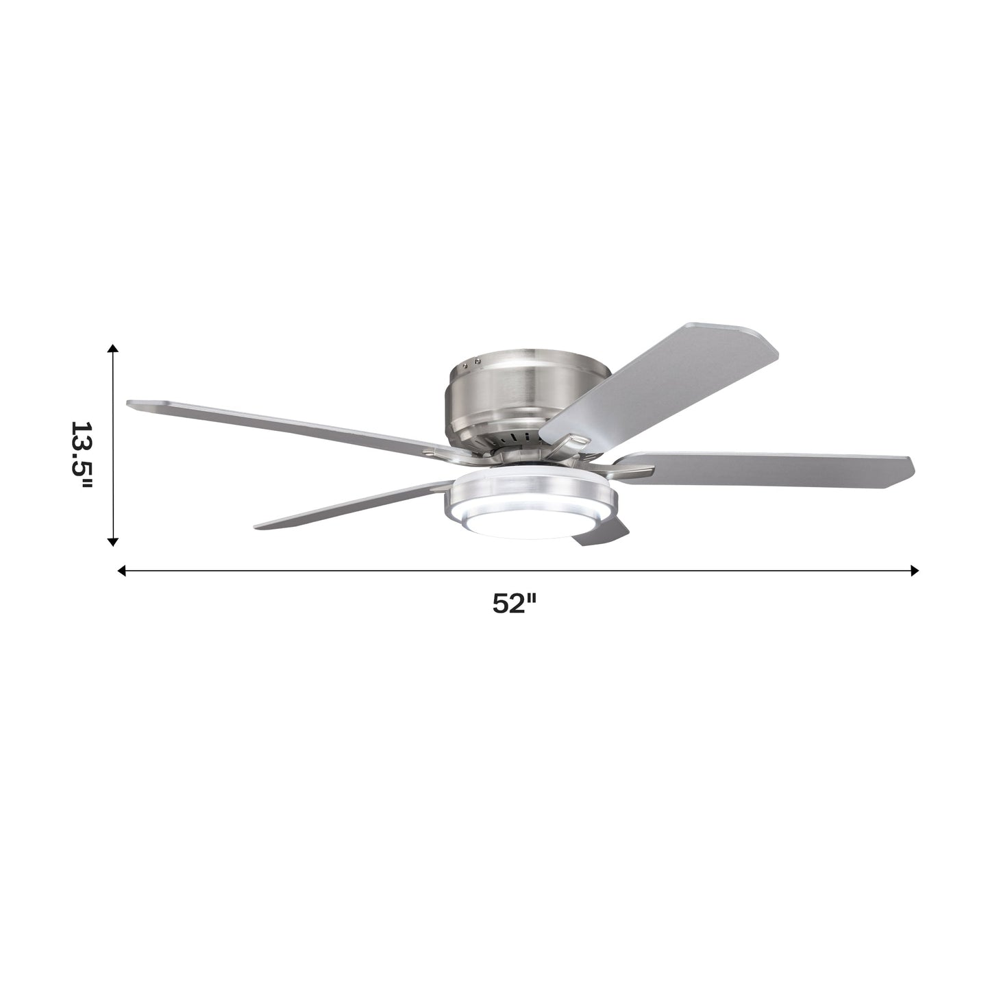 Vaczon 52 Inch Double-sided Blades Flush Mount LED Ceiling Fan with APP and Remote Control