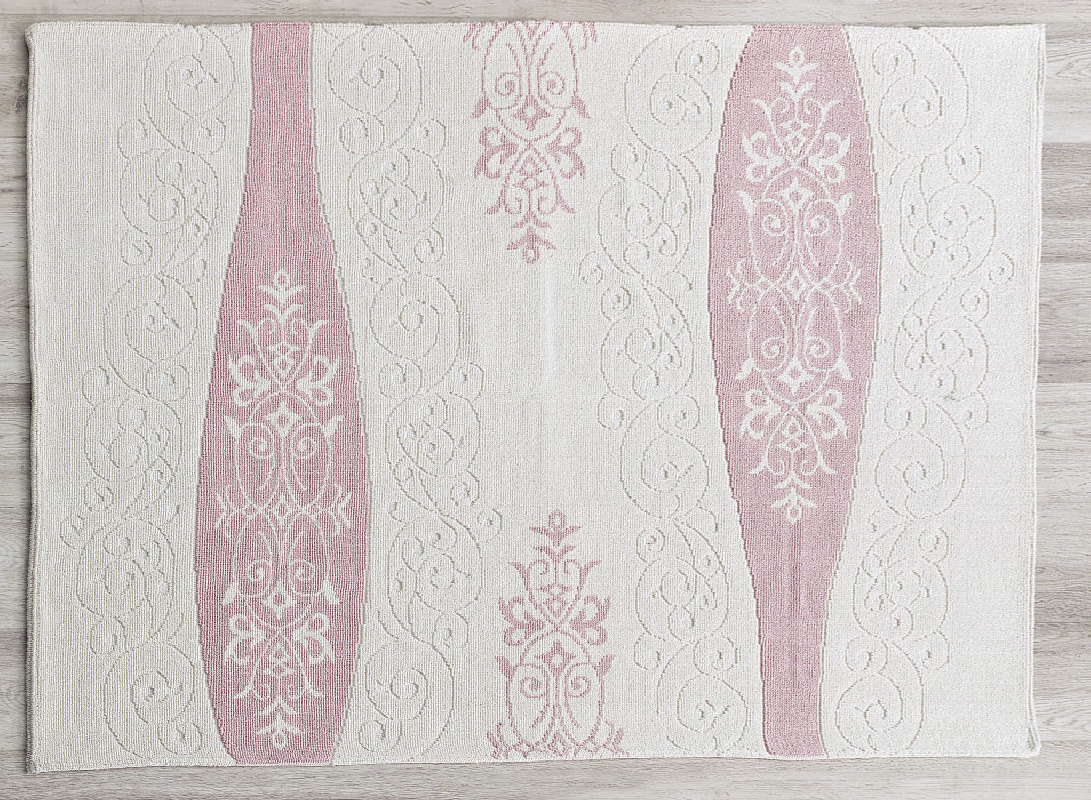 Vase 100% Cotton Washable Area Rug - Pink, White & Light Cream