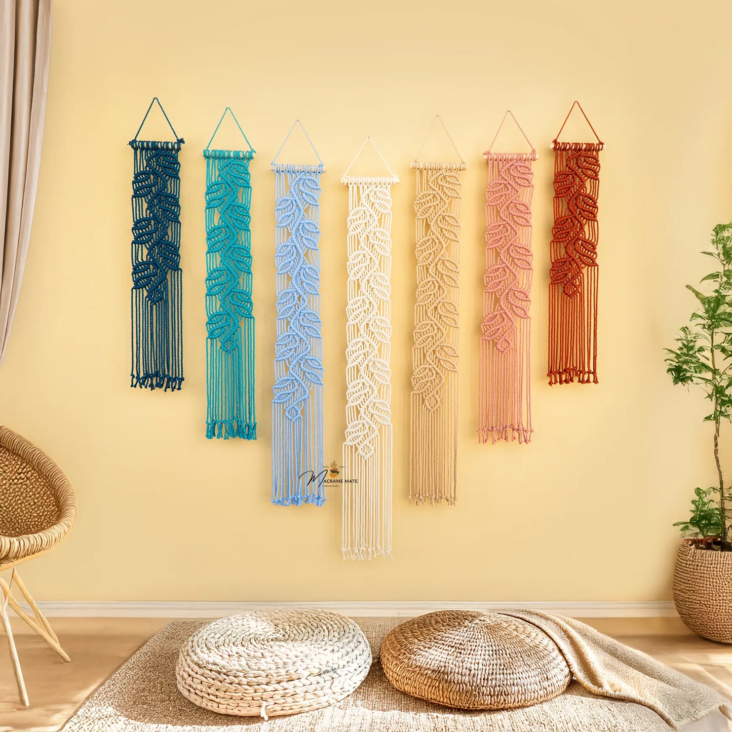 Vela Blue Pink Macrame Wall Hangings