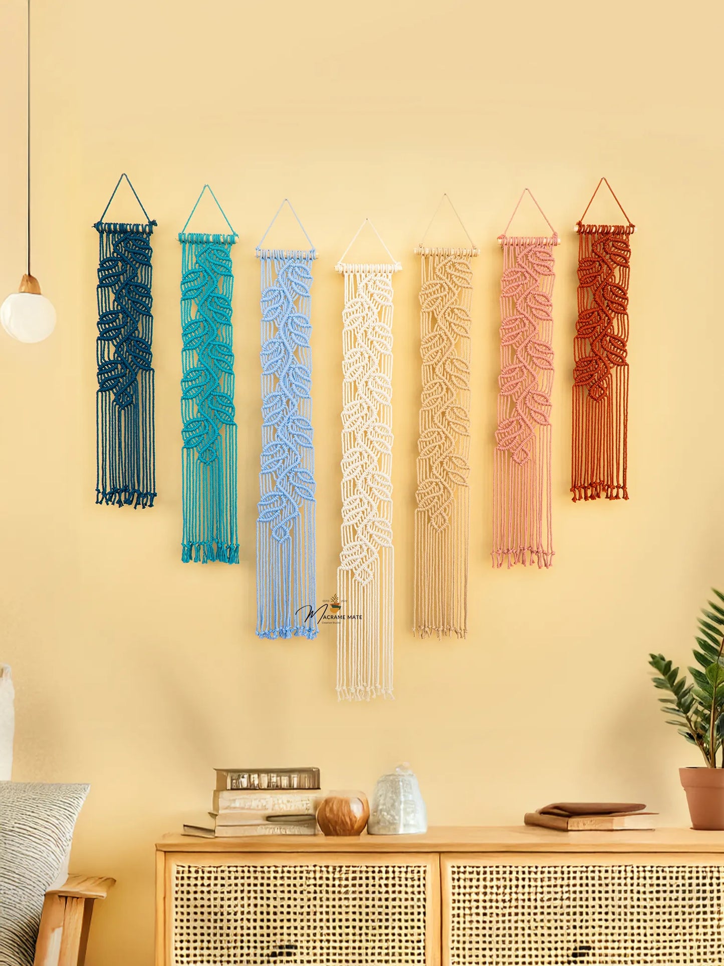 Vela Blue Pink Macrame Wall Hangings