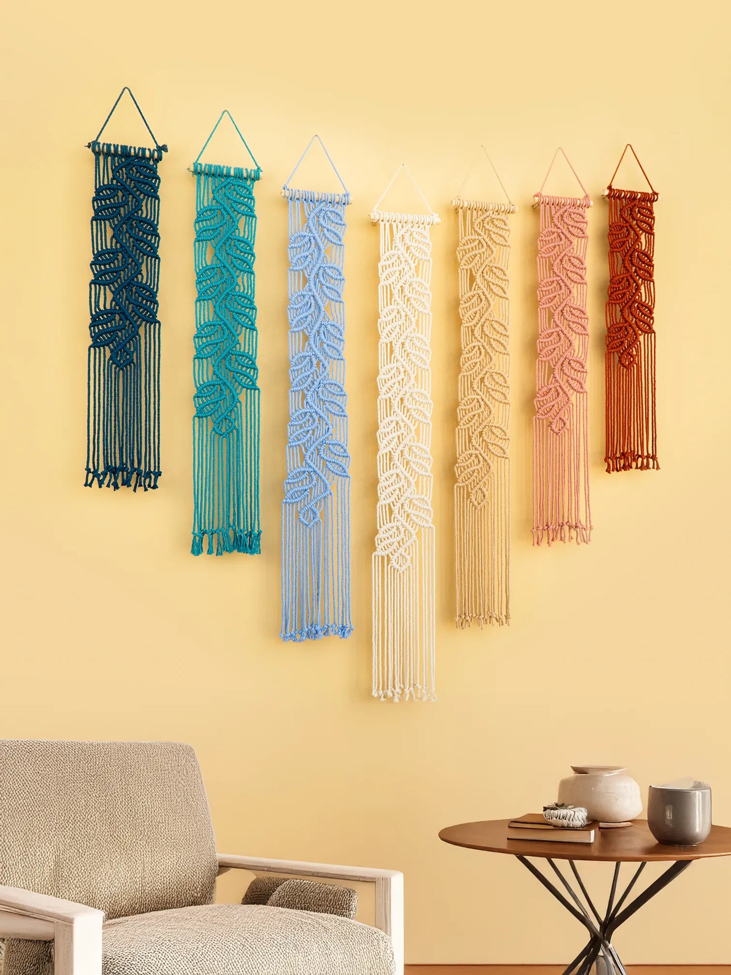 Vela Blue Pink Macrame Wall Hangings
