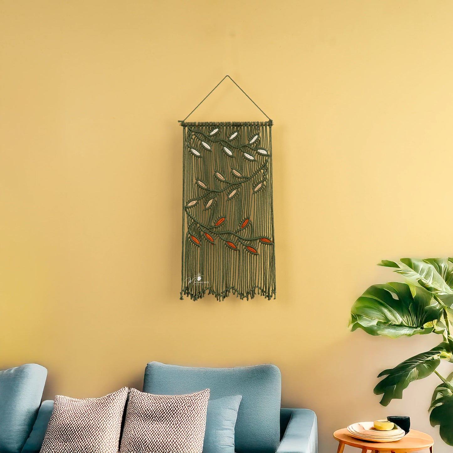 Vela Green Macrame Leaves