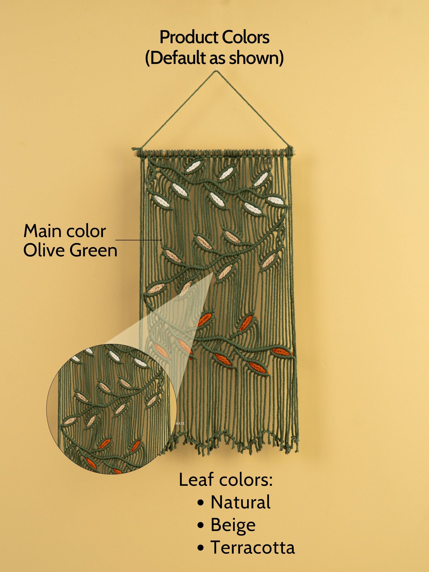 Vela Green Macrame Leaves